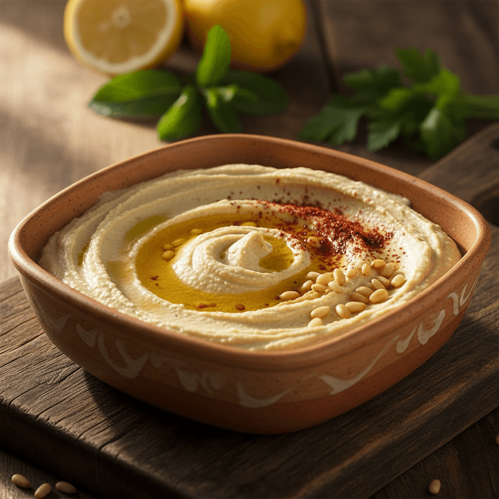 Fresh hummus made daily at Shambalooloo