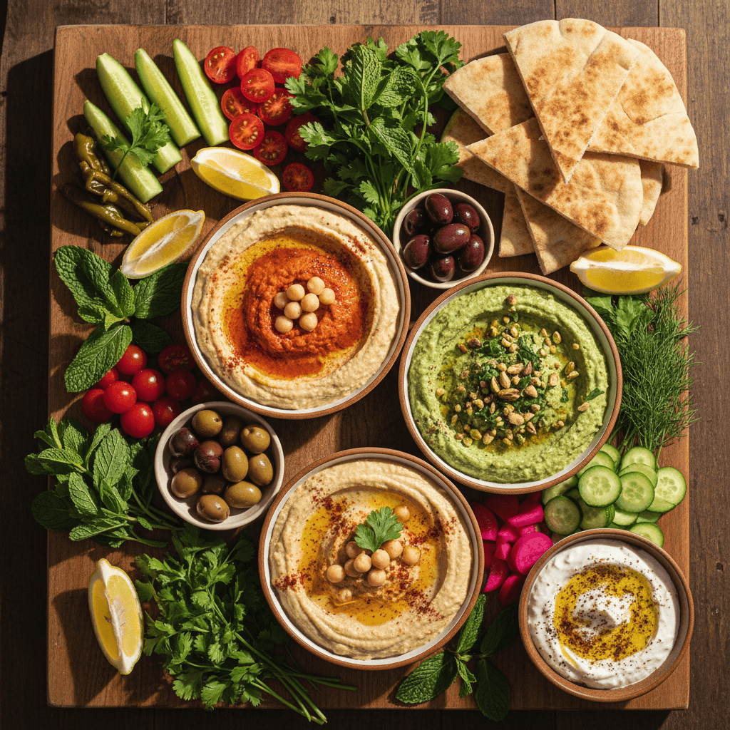 Authentic Israeli mezze and fresh ingredients
