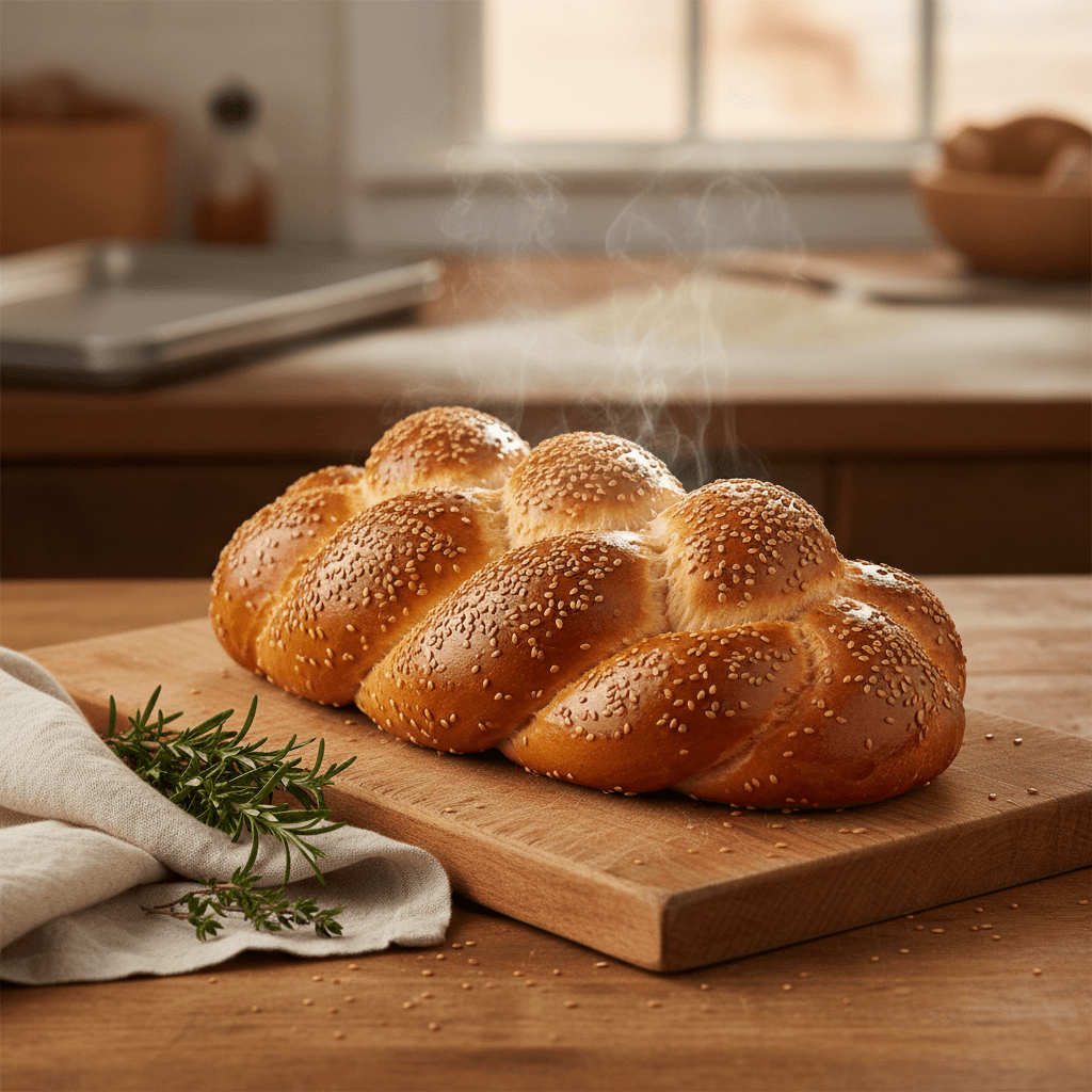 Shabbat challah bread baked fresh at Shambalooloo