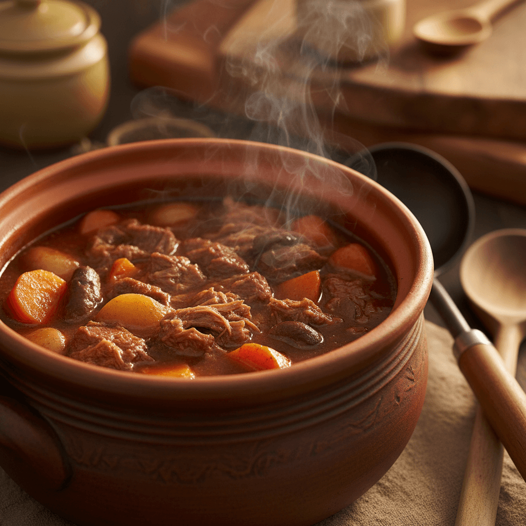 Homemade slow-cooked stew prepared with traditional recipes